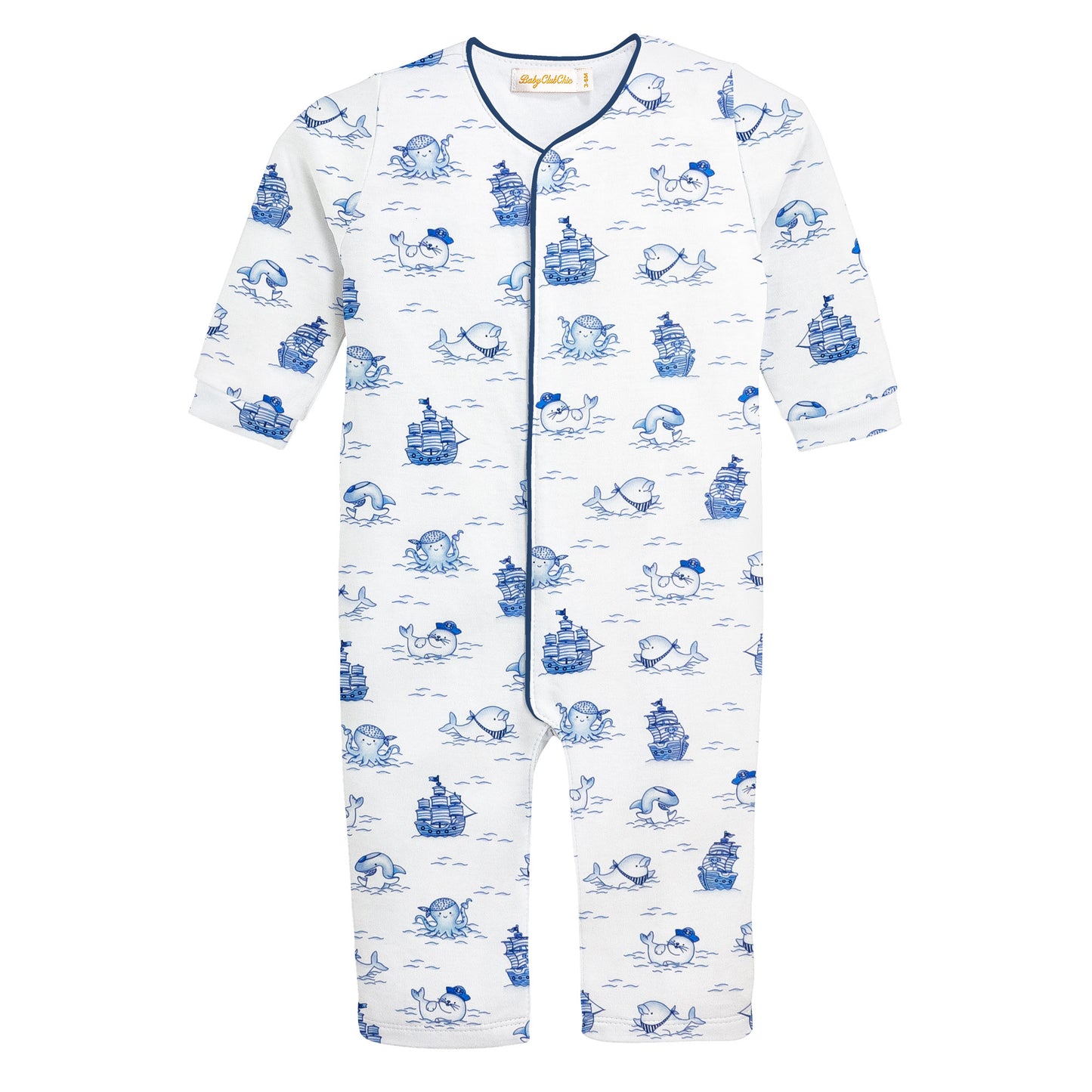 pirates navy long snap romper