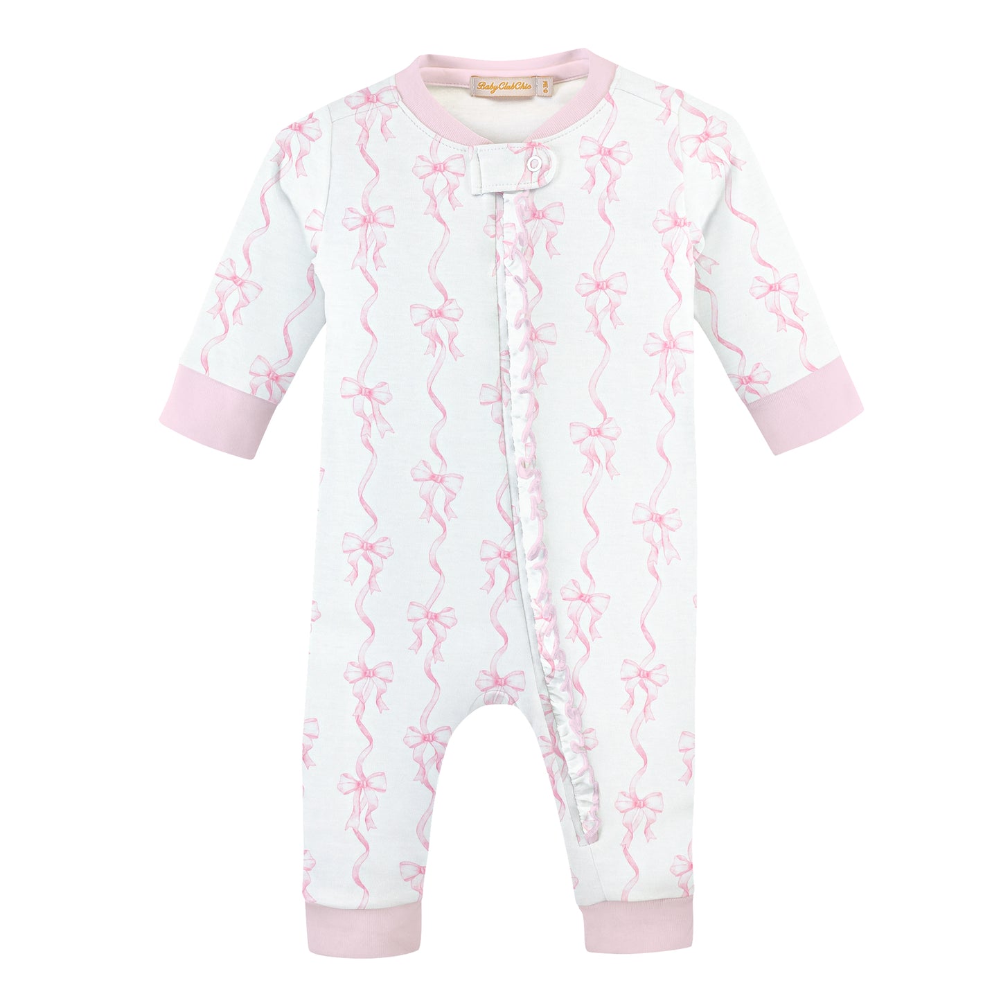 coquette bows long zipper romper with ruffles