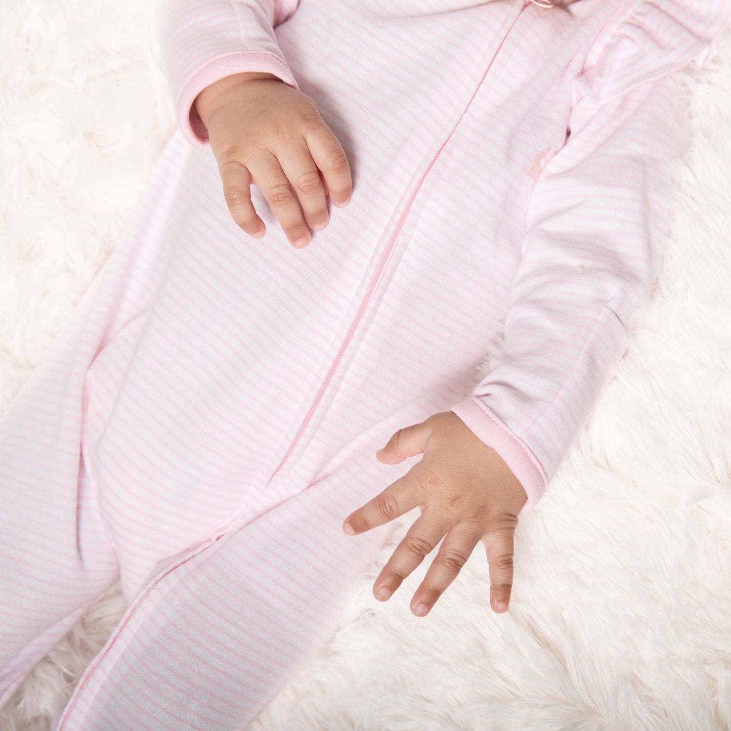 2-way zipper footie - pink striped